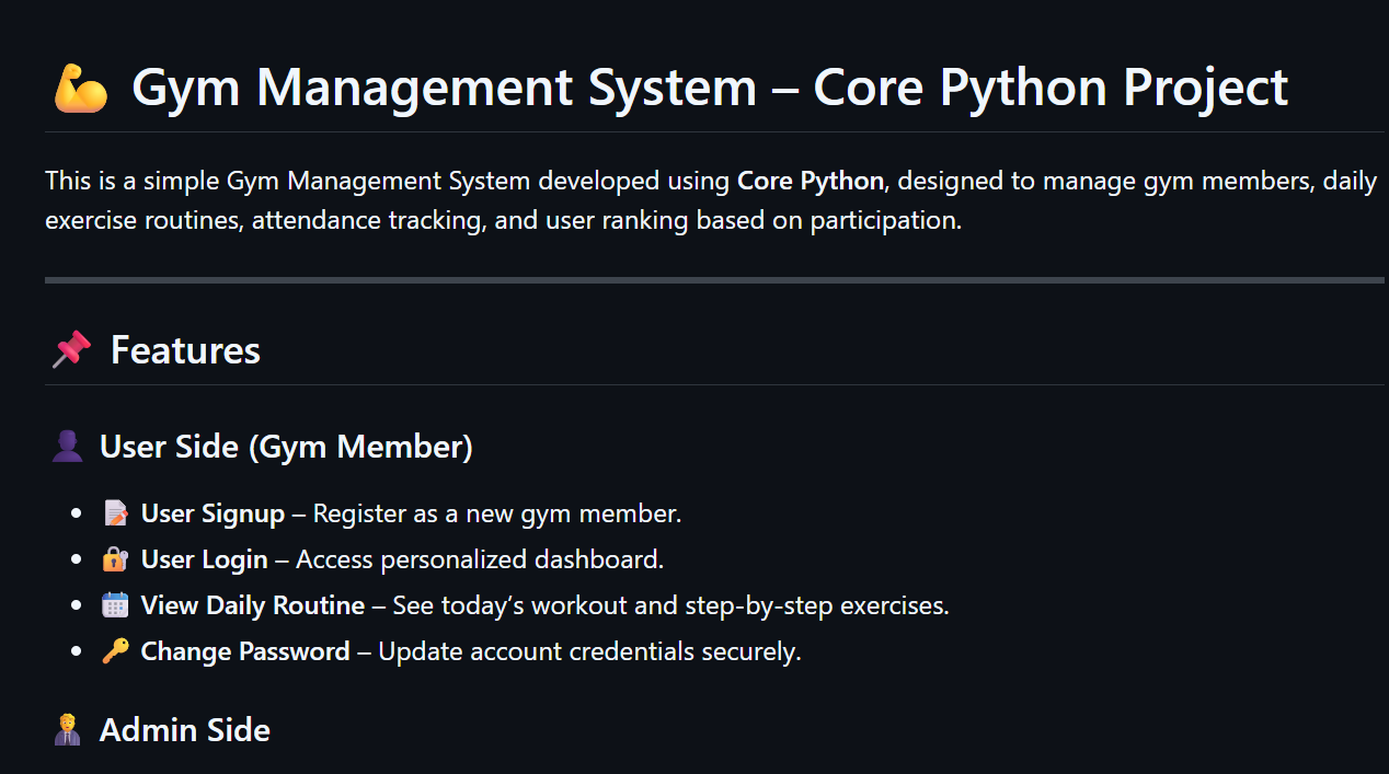 Core Python Gym Management System